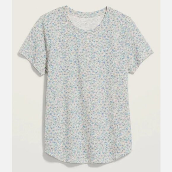 NWT Old Navy EveryWear Printed Slub-Knit Tee T-Shirt Blue Floral Women Large - Picture 2 of 8